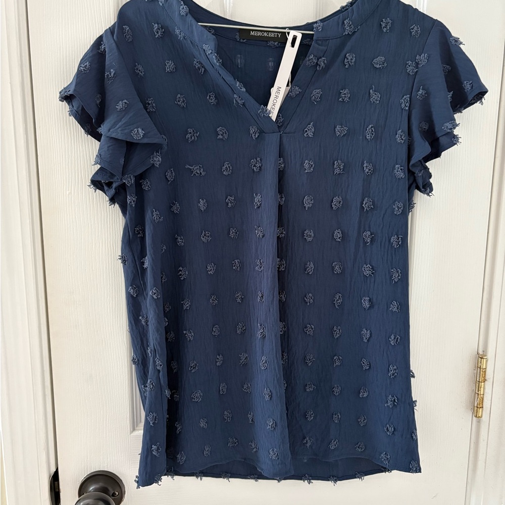 🟩3/$15 Blue Textured Women's Top